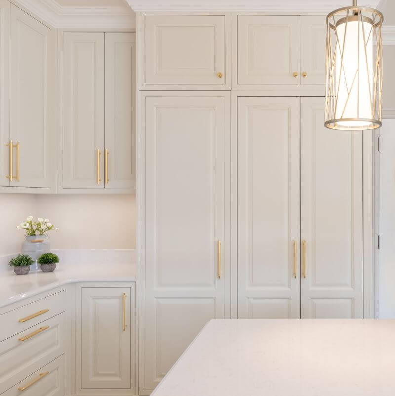 Gold  Kitchen Cabinet Handles on off white luxury kitchen cabinetry