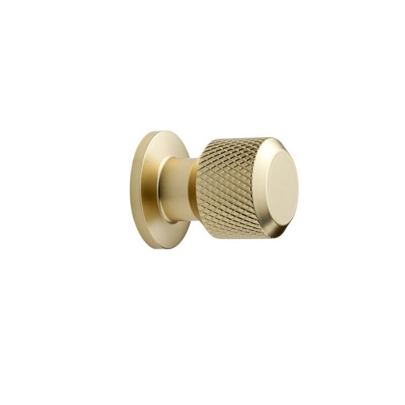 Gold Round Cabinet Knob on white background